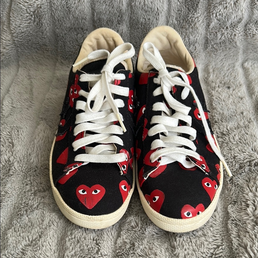 Converse Comme Des Garcons Black and Red Heart Sneakers